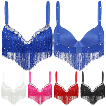 Push-Up Bra with Sequin Tassel Rhinestone / Sexy Women's Dancewear Bra - EVE's SECRETS